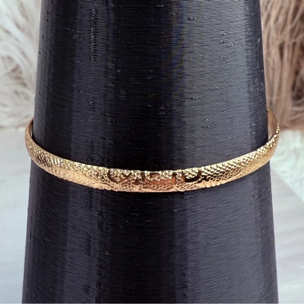 Goldtone Textured Stackable Cuff Bracelet